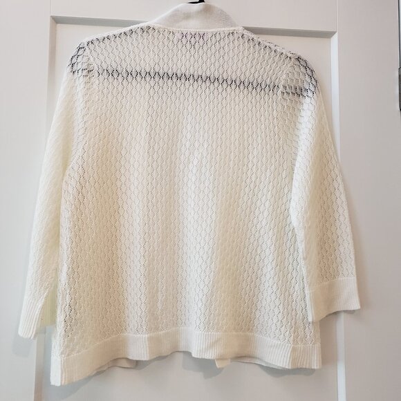TanJay Petite White Size Small Cardigan with 3/4 Sleeve - Picture 5 of 6